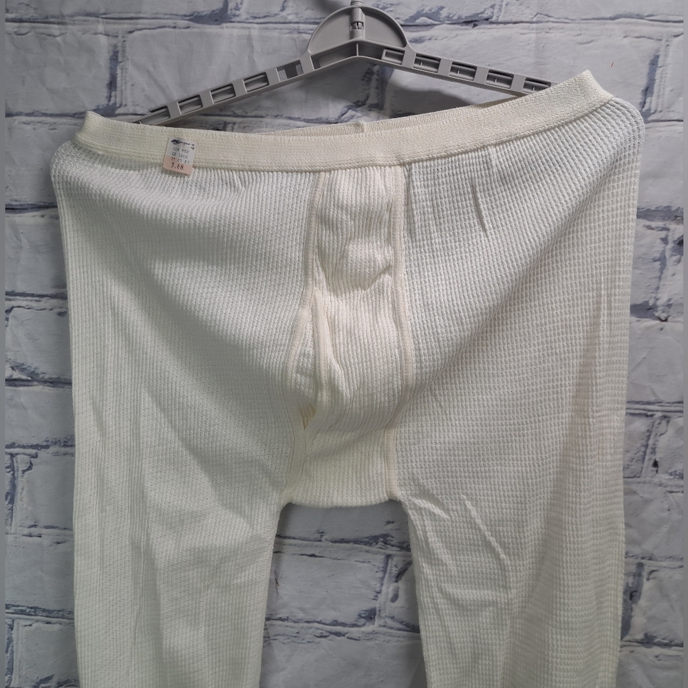 NWT Vintage 80s 90s Men's Waffle Knit Long John's Made in Canada Large 34-37" - Picture 10 of 12